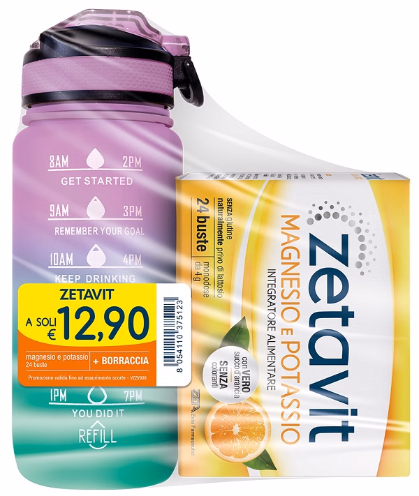 Zetavit Magnesio e Potassio con vero succo d'arancia 24 bustine