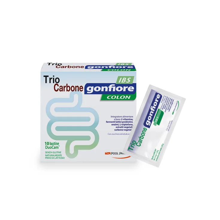 Trio Carbone Gonfiore Ibs Colon 10 bustine DuoCam - Pool Pharma
